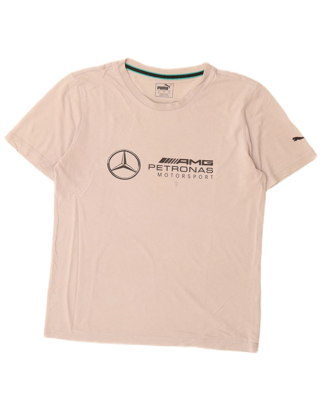 Camiseta masculina PUMA com estampa gráfica pequena de algodão cinza