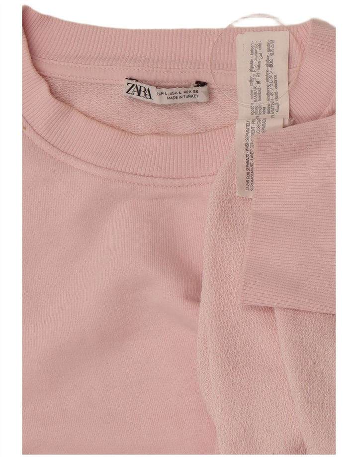 Zara moletom feminino oversized jumper UK 16 grande algodão rosa