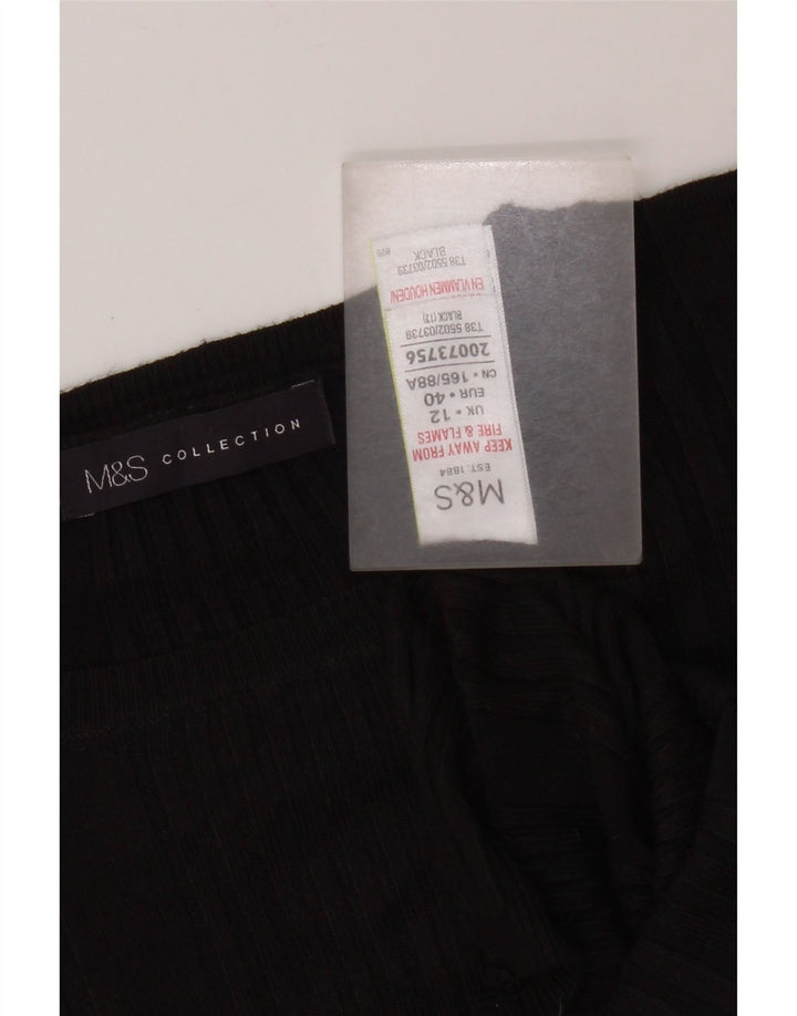 Suéter feminino Marks & Spencer com gola redonda Reino Unido 12 médio preto