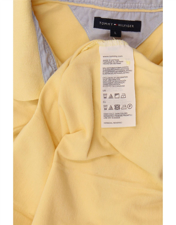 Camisa polo feminina TOMMY HILFIGER Reino Unido 14 grande algodão amarelo