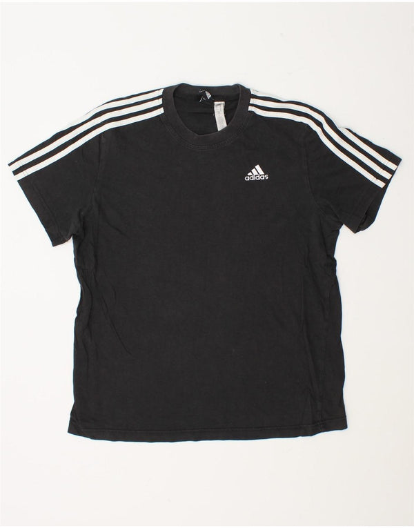 Adidas Mens Camiseta Top Médio Algodão Preto