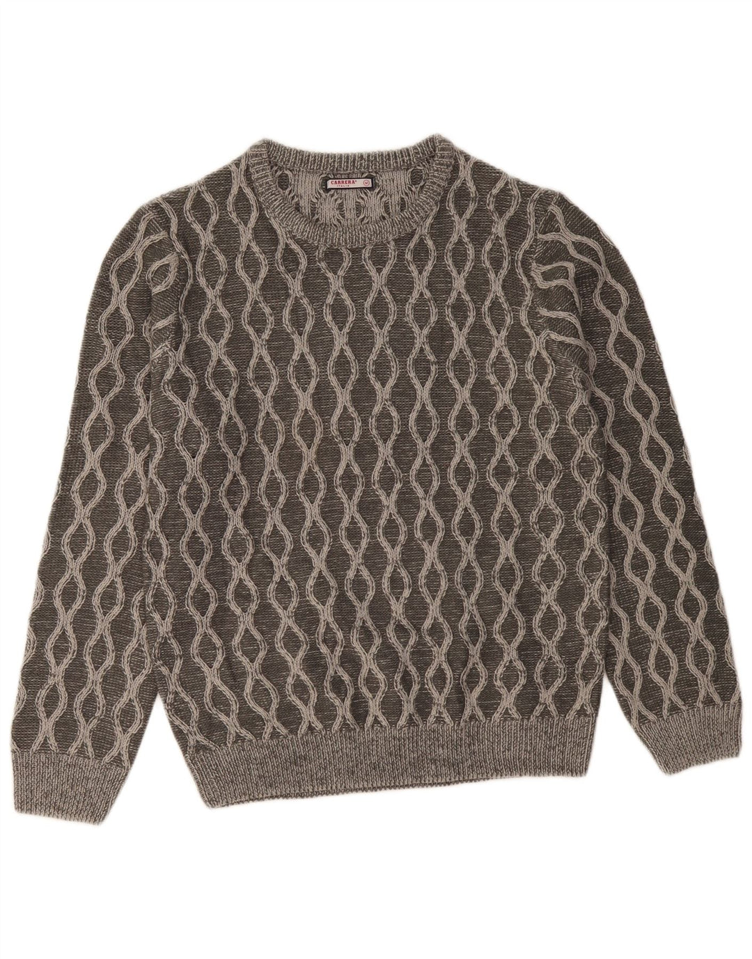 Suéter masculino CARRERA com gola redonda e acrílico geométrico cinza médio