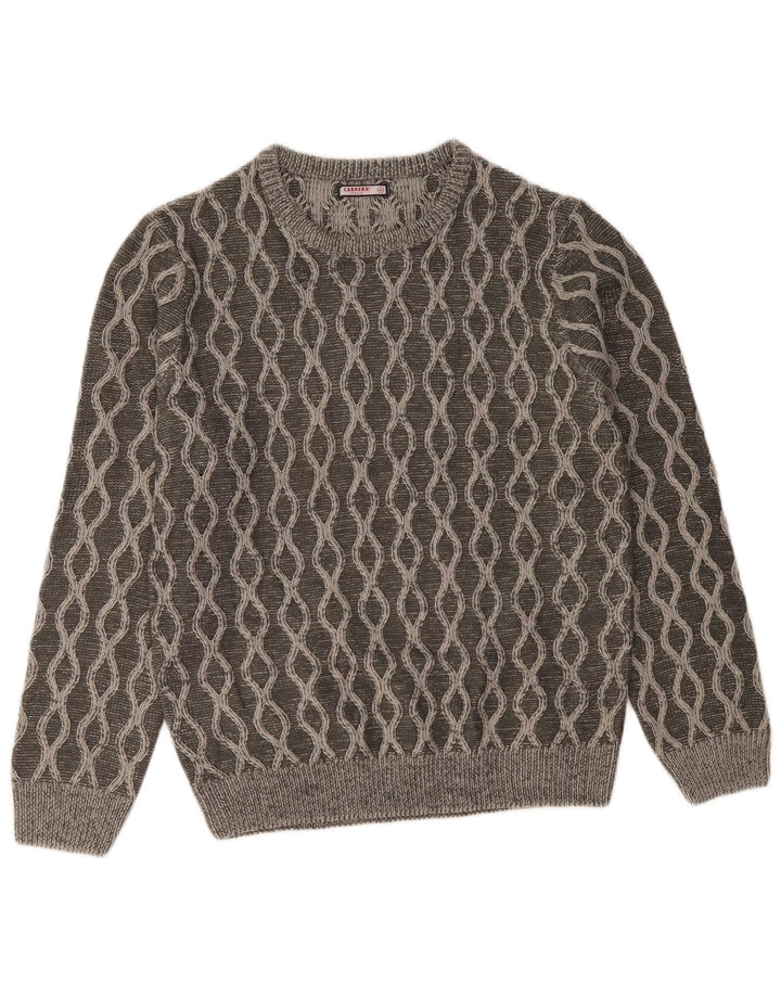 Suéter masculino CARRERA com gola redonda e acrílico geométrico cinza médio