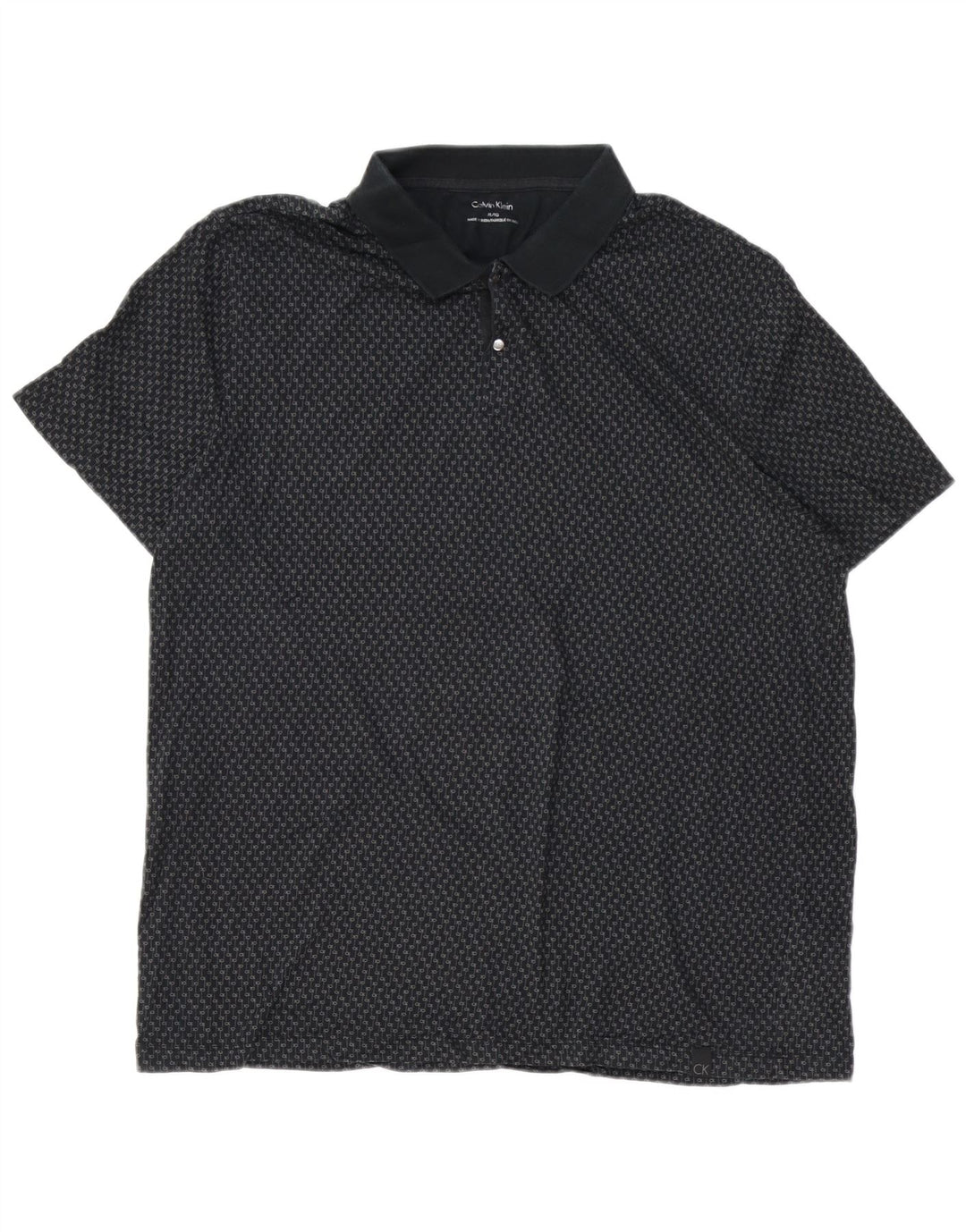 CALVIN KLEIN Camisa polo masculina gráfica XL algodão preto
