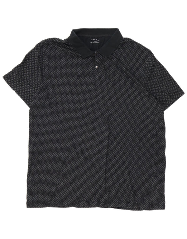 CALVIN KLEIN Camisa polo masculina gráfica XL algodão preto