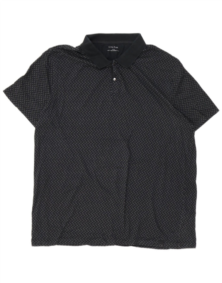 CALVIN KLEIN Camisa polo masculina gráfica XL algodão preto