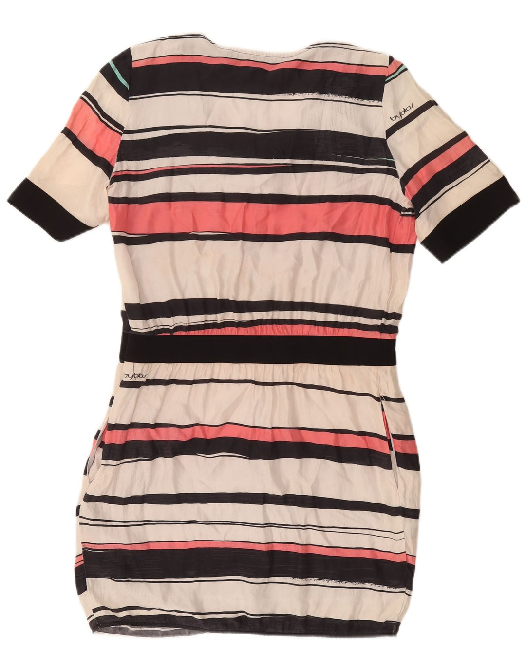 Vestido bainha feminino Byblos IT 40 pequeno seda listrada multicolorida