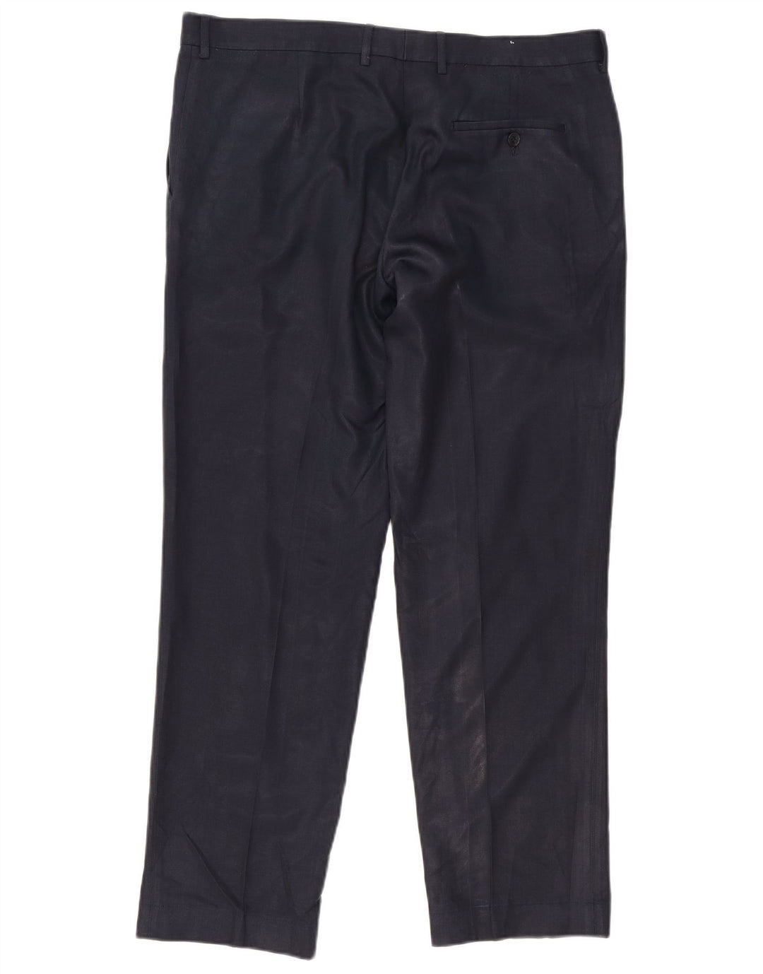 Calça masculina de terno reto Marks & Spencer W38 L31 azul marinho poliéster