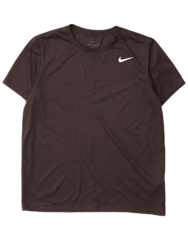 Camiseta feminina Nike Dri Fit Top médio preto poliéster esportivo