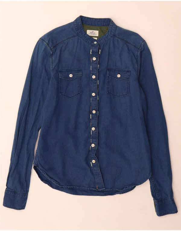 Camisa feminina Replay UK 10 algodão azul pequeno