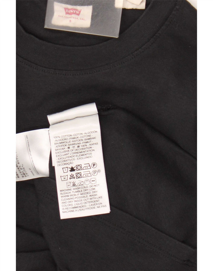 Top feminino Levi's manga comprida UK 10 pequeno algodão preto