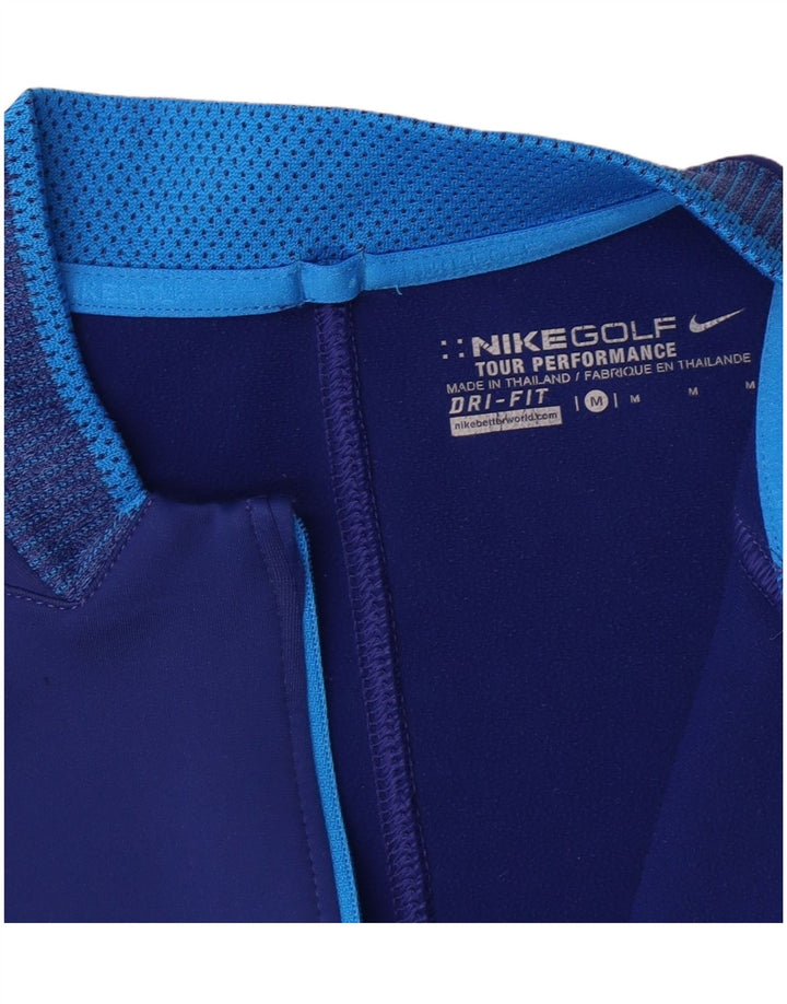 NIKE Masculino Dri Fit Zip Neck Pullover Treino Top Médio Azul