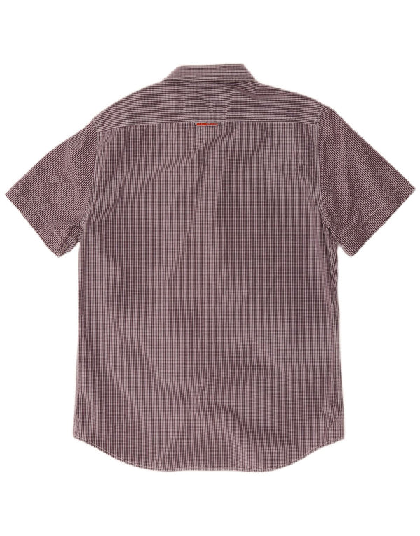Camisa masculina de manga curta Superdry 2XL algodão guingão roxo