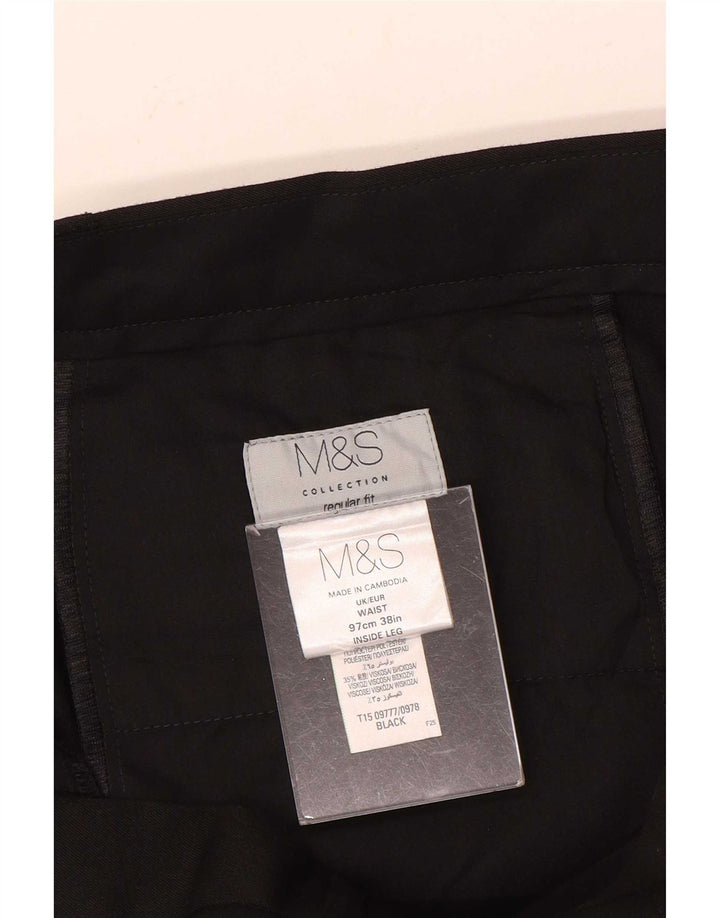 Calça Chino Masculina Marks & Spencer Regular Fit W38 L31 Poliéster Preto