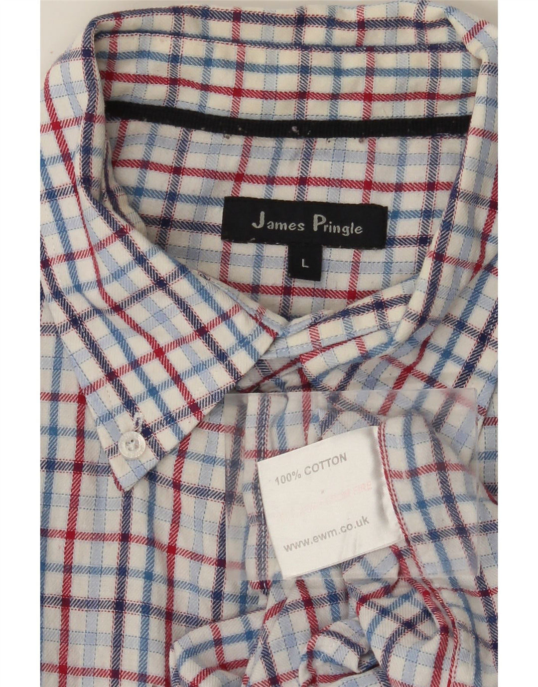 Camisa masculina de flanela JAMES PRINGLE grande algodão xadrez azul