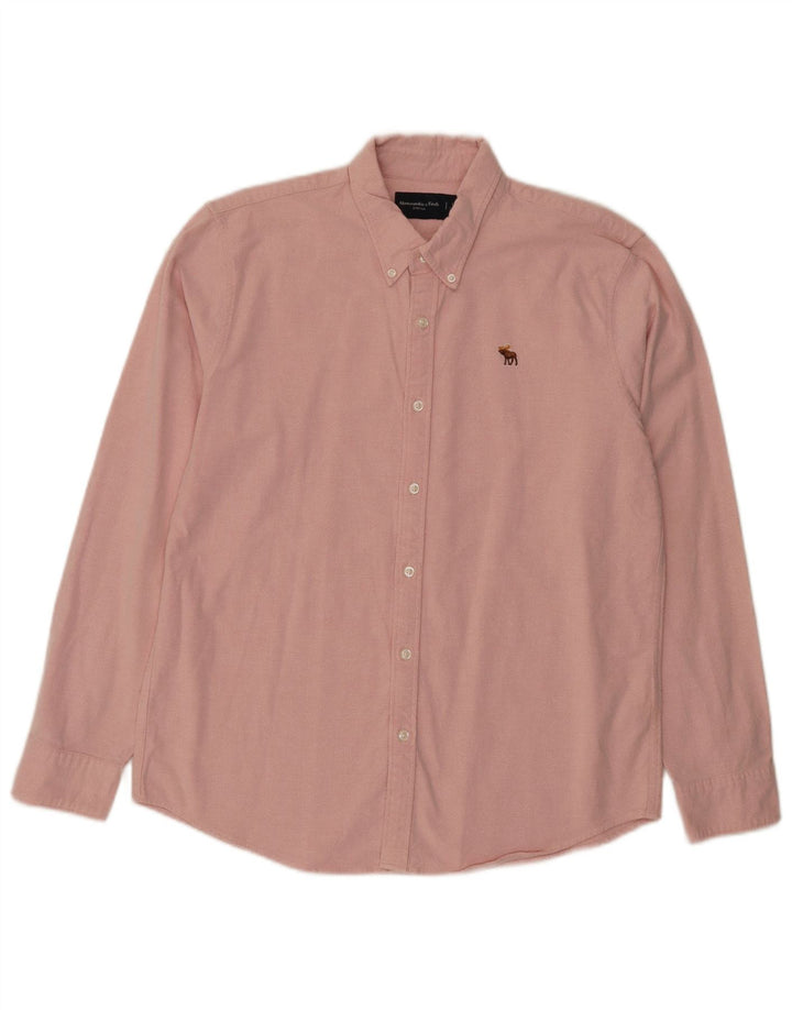 Camisa masculina Abercrombie & Fitch grande algodão rosa