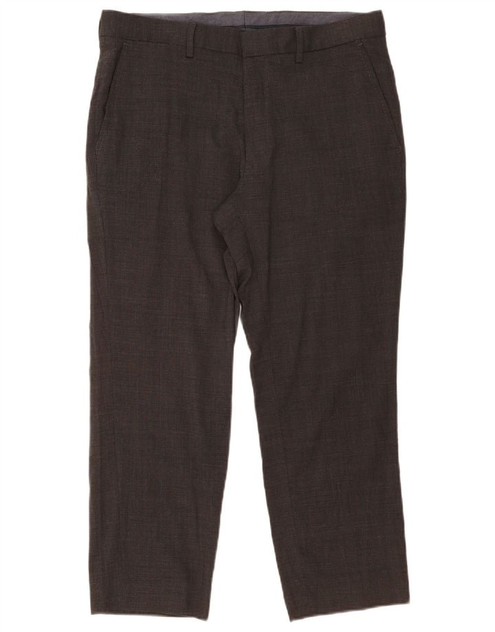 Calça masculina Marks & Spencer corte reto W34 L25 lã cinza
