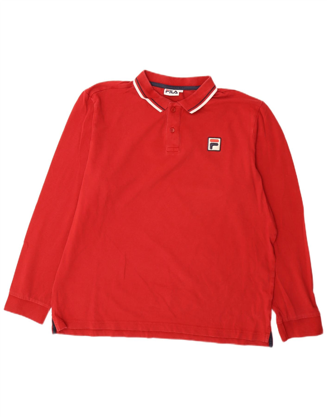 Camisa polo masculina Fila de manga comprida 2XL listrada vermelha