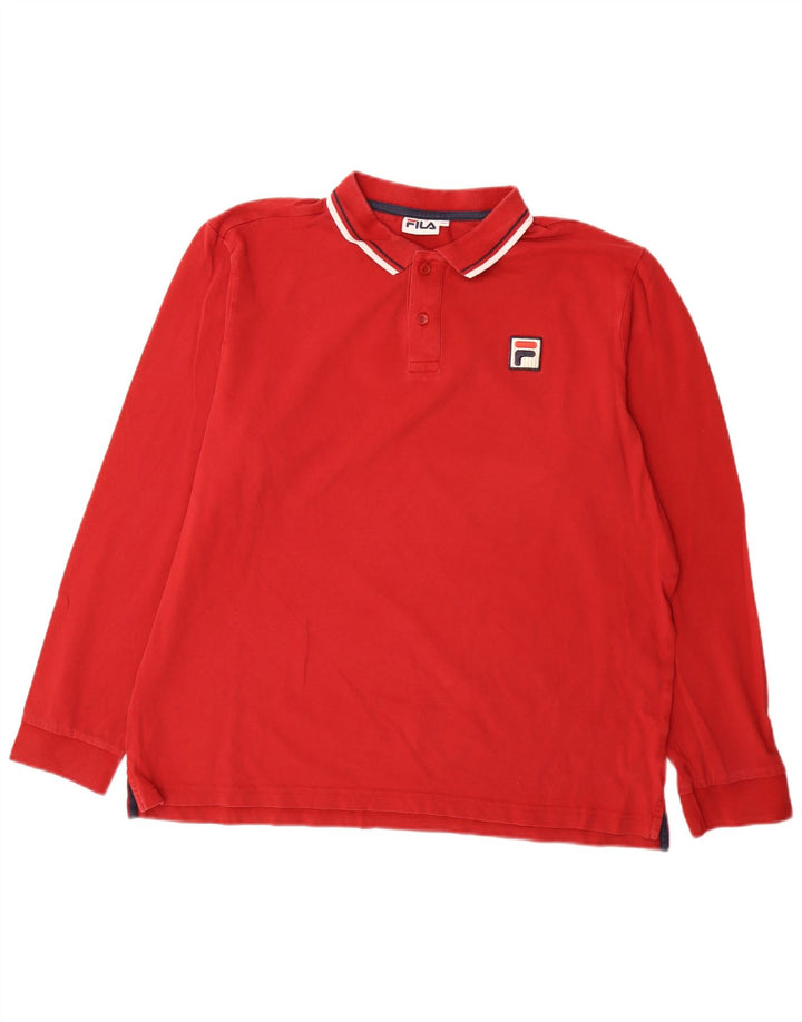 Camisa polo masculina Fila de manga comprida 2XL listrada vermelha