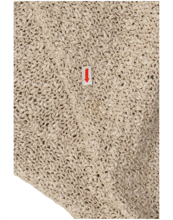 Suéter cardigã grande Tivoli feminino UK 14 linho bege médio