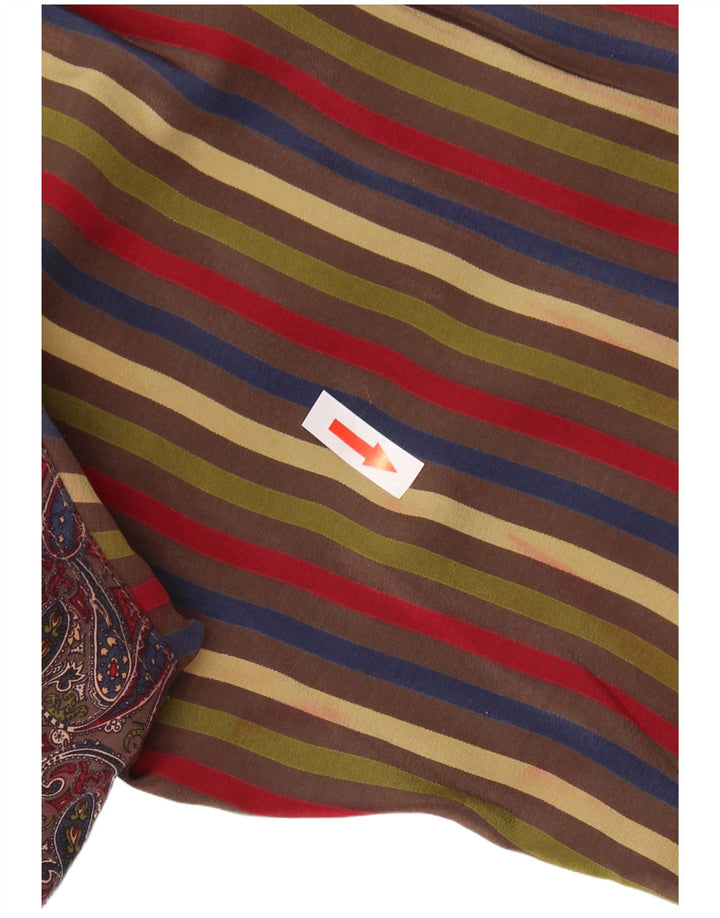 Blusa feminina VINTAGE Reino Unido 12 seda paisley multicolorida média