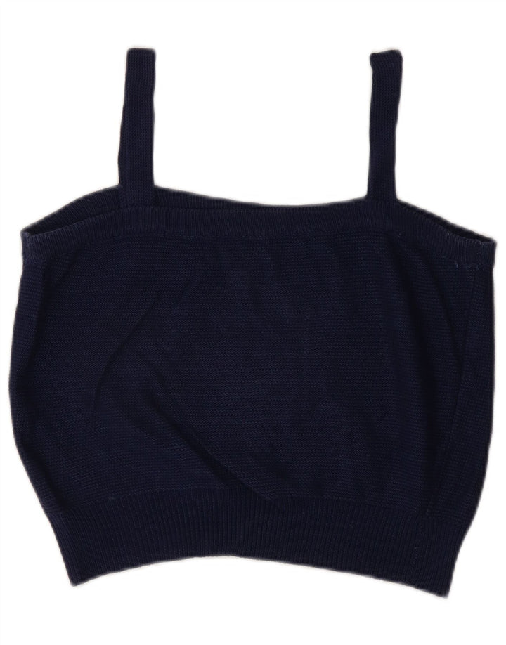 Top Cami feminino vintage UK 14 azul marinho médio