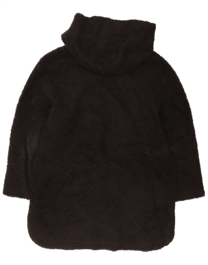 Zara Womens Hooded Oversized Fleece Jacket UK 6 XS Preto Poliéster