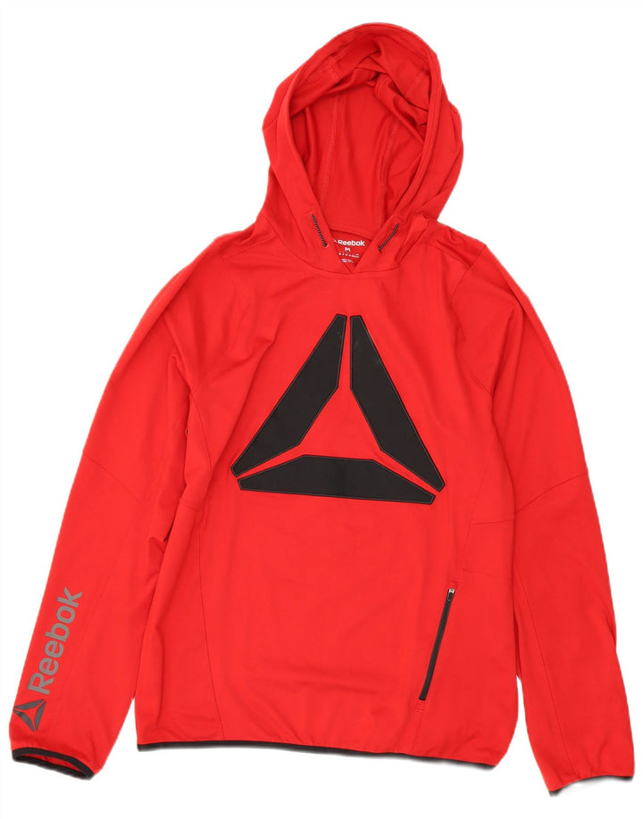 Reebok Mens Graphic Hoodie Jumper Médio Poliéster Vermelho