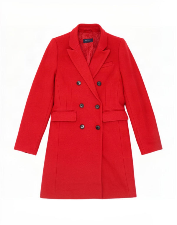 Casaco feminino oversized com peito duplo Marks & Spencer Reino Unido 10 pequeno vermelho