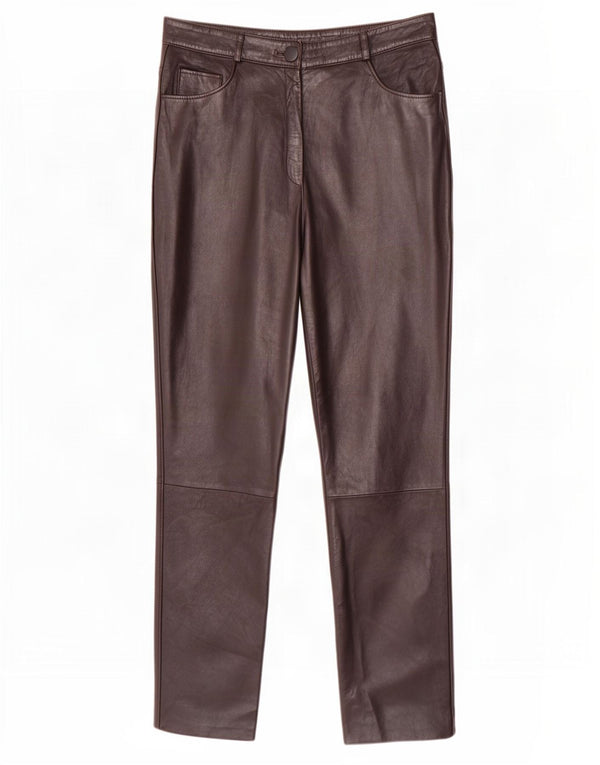 Calça reta feminina Marks & Spencer UK 14 grande W30 L30 marrom