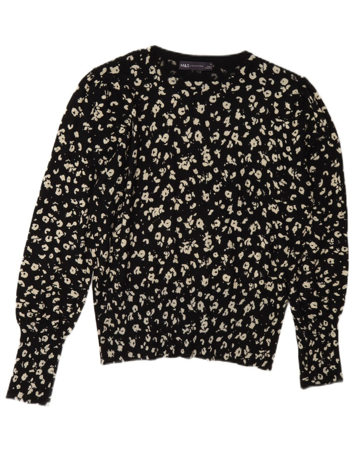 Suéter feminino Marks & Spencer com gola redonda Reino Unido 12 médio preto