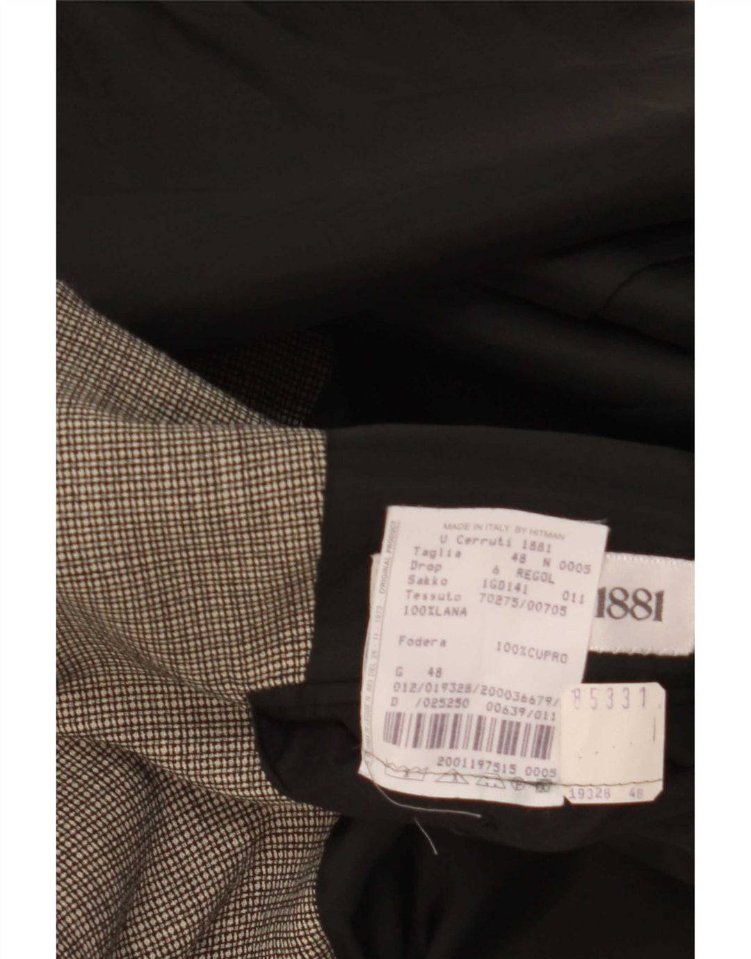 Jaqueta Blazer Masculina Cerruti 1881 com 3 Botões IT 48 Lã Xadrez Cinza Médio