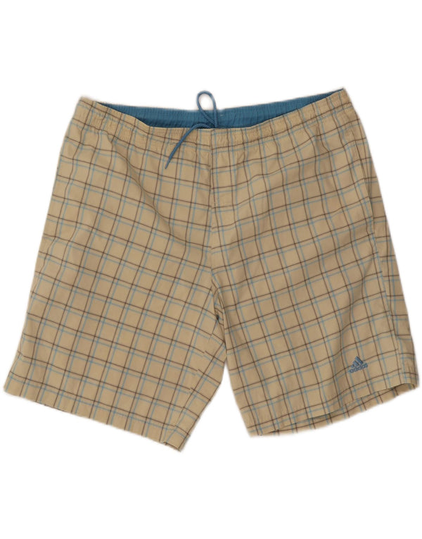 ADIDAS Mens Swimming Shorts XL Beige Check Polyester
