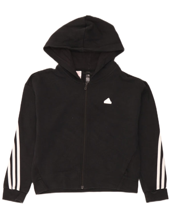 Suéter Adidas Boys Zip com capuz 11-12 anos algodão preto