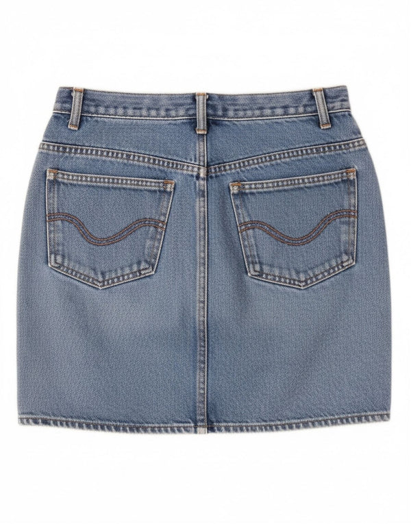 Mini saia jeans feminina vintage W26 pequena azul