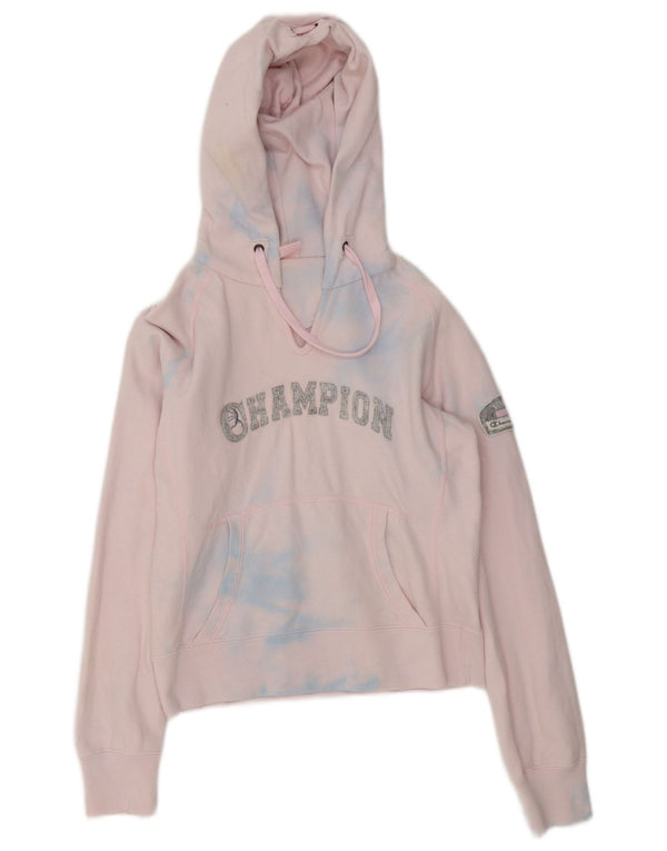 Jumper com capuz gráfico feminino Champion 9-10 anos médio rosa algodão tie-dye