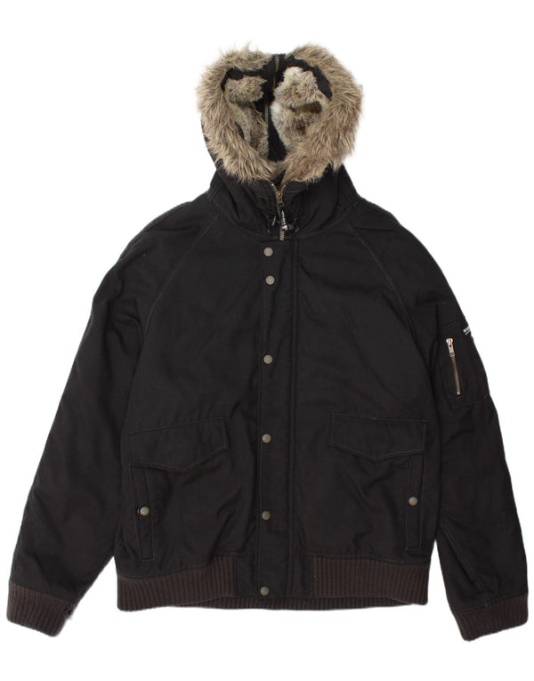 Jaqueta bomber masculina Woolrich acolchoada com capuz UK 42 XL preta