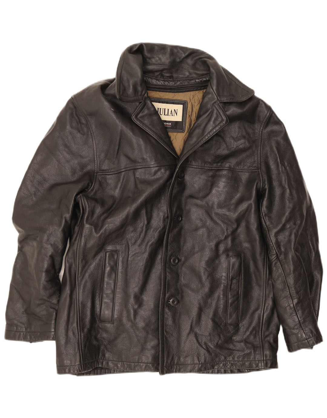 Jaqueta corta-vento masculina Wilsons M. Julian de couro Reino Unido 40 grande preta
