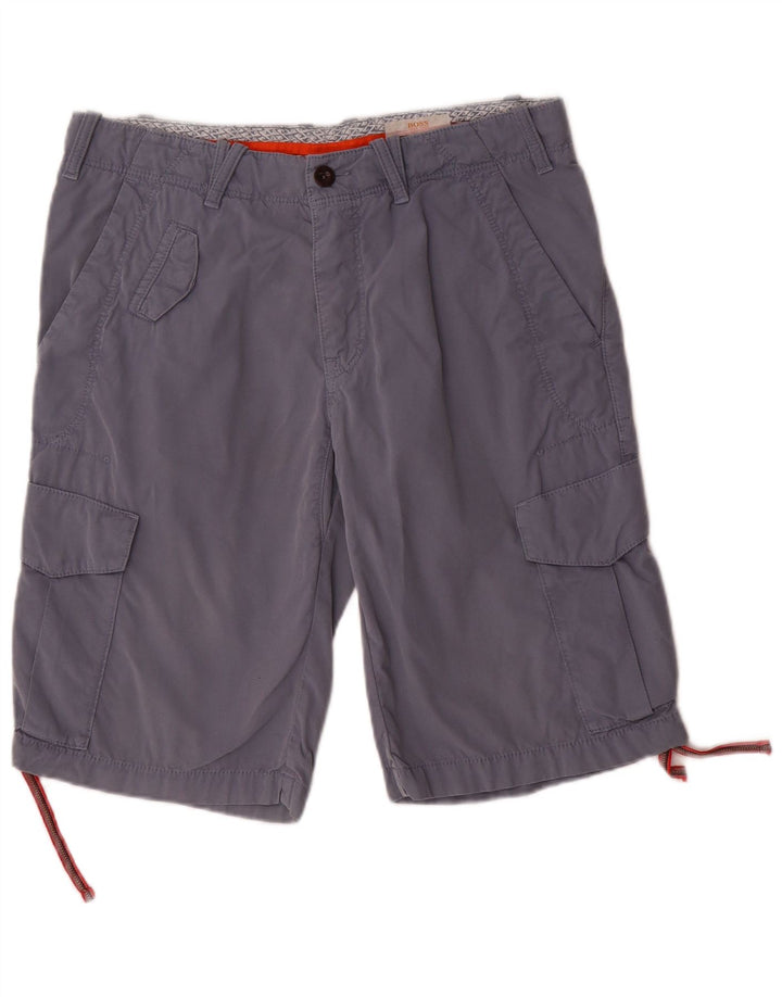 Shorts cargo masculino HUGO BOSS IT 46 pequeno W30 algodão azul