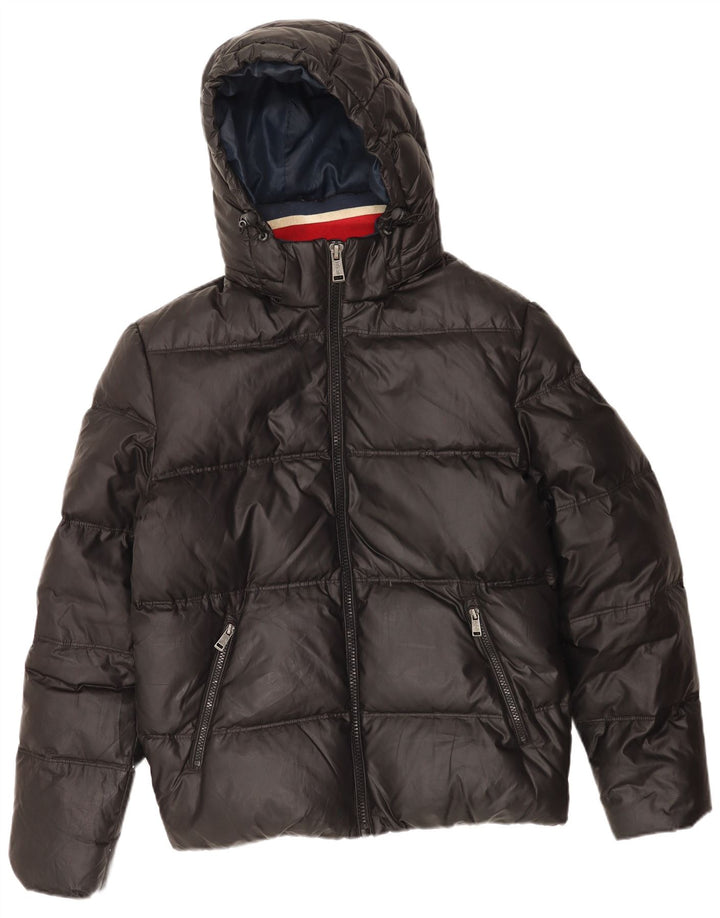 Jaqueta acolchoada com capuz Guess masculina UK 38 poliéster preto médio