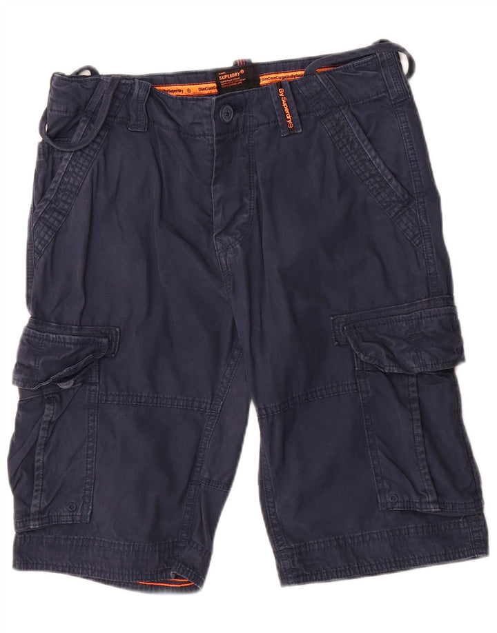 Superdry Mens Slim Cargo Shorts W30 Médio Algodão Azul Marinho