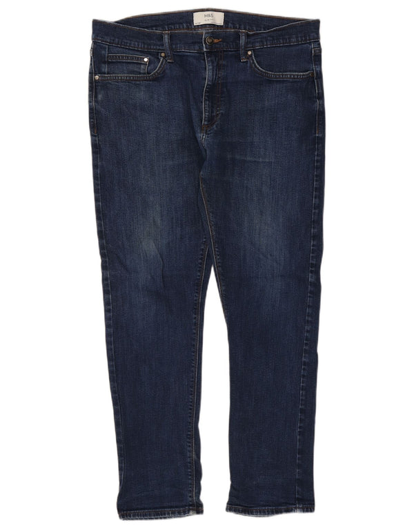 Marks & Spencer Mens Slim Jeans W34 L29 Azul Algodão
