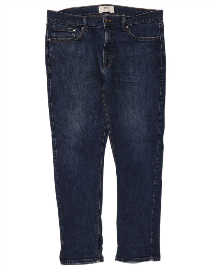 Marks & Spencer Mens Slim Jeans W34 L29 Azul Algodão