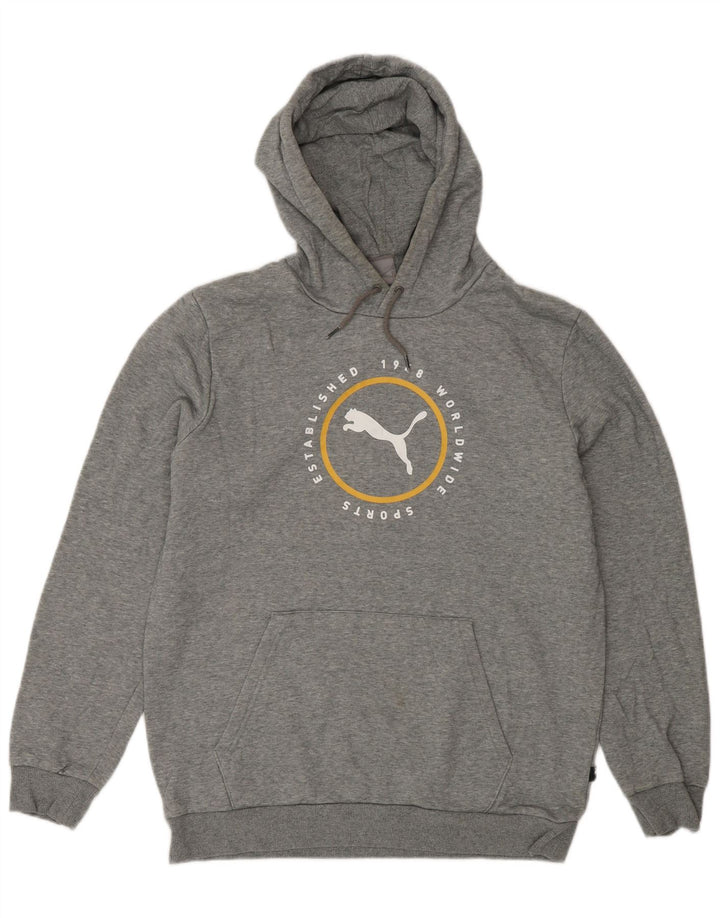 PUMA Mens Graphic Hoodie Jumper Médio Algodão Cinza