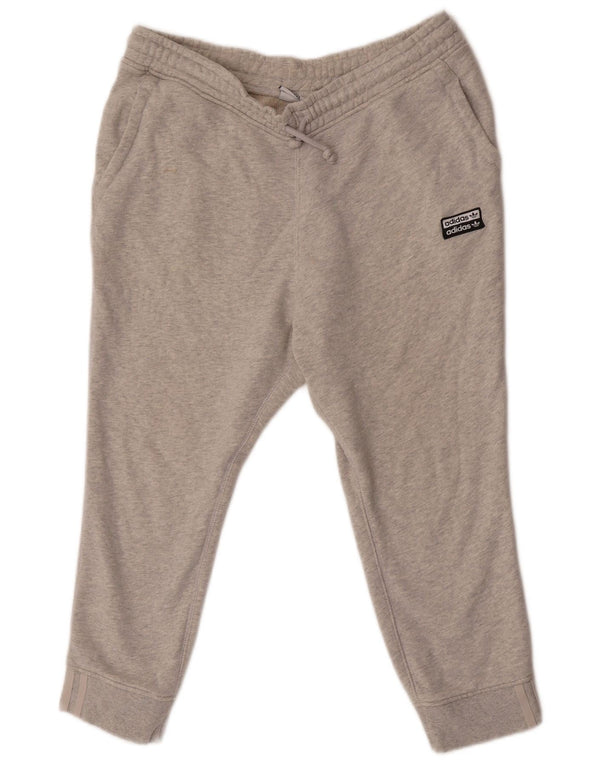 Adidas Womens Capri Calças de treino Joggers UK 14 Grande Cinza Algodão