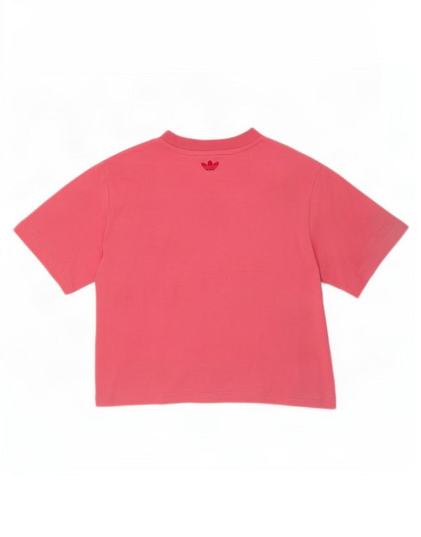 Camiseta Adidas Feminina Crop Graphic Top UK 10 Pequeno Algodão Rosa