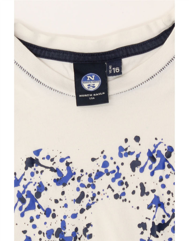 Camiseta gráfica North Sails Boys 15-16 anos branco manchado
