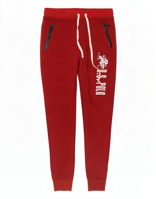 US Polo Assn. Calça de treino feminina gráfica Joggers UK 12 médio vermelho