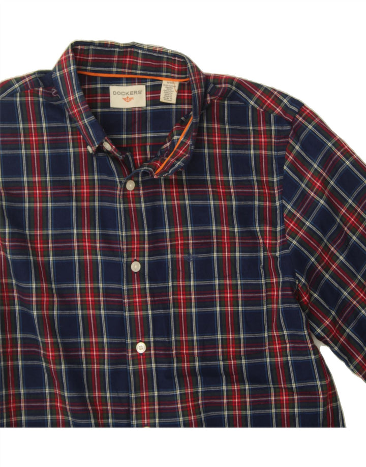 DOCKERS Mens Shirt Small Navy Blue Check Cotton Vintage Dockers and Second-Hand Dockers from Messina Hembry 