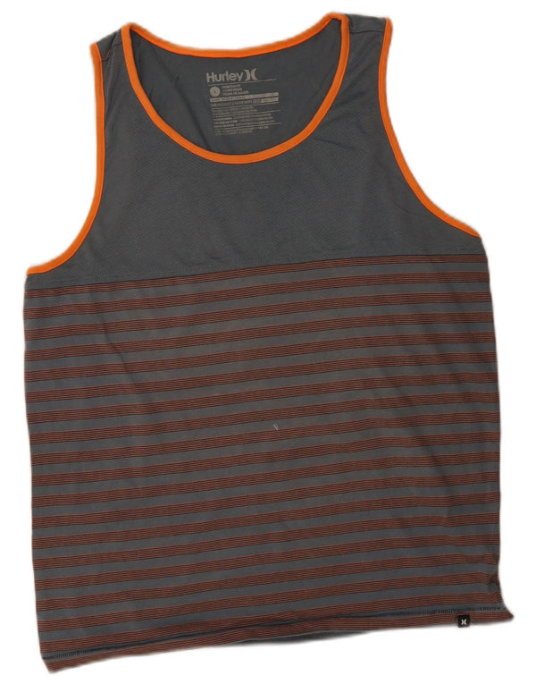 Colete masculino Hurley Premium Fit grande algodão listrado cinza